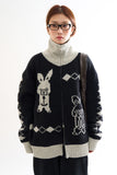 Rabbit knit zip-up sweater