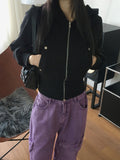 [Brushed Lining] Mute Tto Slim Crop Long Sleeve Hoodie Zip Up