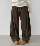 Thick Brushed Chestnut Folding Corduroy Wide Two-Way Banding Pants