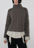 (WOOL) CABLE HIGH-NECK KNIT