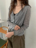 Barimi Lace Ribbed U-Neck Summer Cardigan