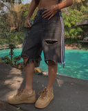 Line Track Damage Bermuda Pants