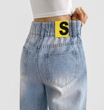 2 button semi long wide denim pants