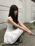 Az Punching Lace Ribbon Sleeveless Bustier Mini One Piece