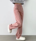 Golden corduroy velor fleece brushed long wide pants