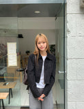 Detone suede cropped collar jacket