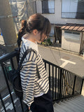 Deer Stripe Collar Overfit T-shirt