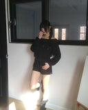 Potic Rivet Pocket Pile Off Shoulder Zip-up