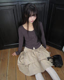Seka Dot Crop Basic Cardigan