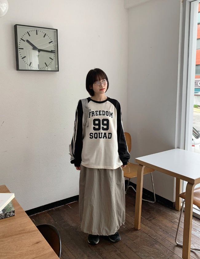 【BAON】Leaki Nylon String Banding Cargo Long Skirt Nylon Cargo Midi Skirt – Cotton Candy LA