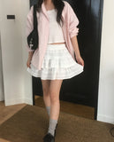 Puku lace frill tiered mini skirt