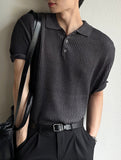 Millet Button Collar Short Sleeve Knit