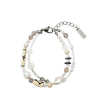 White Light Beads Layered Bracelet