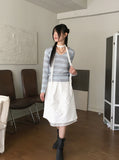 Tutu Stripe U Neck Slim Hood Long Sleeve T-Shirt