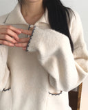Miden color matching half button pocket collar knit