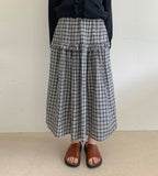 Futero Check Frill Banding Long Skirt