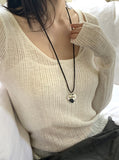 Roche Silver Bold Heart Strap Necklace