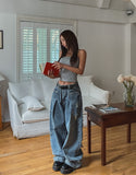 Folding Pocket Curved Damage Denim Pants