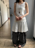 [BAONHAUS] Pollini Shirring Layered Sleeveless Mini One Piece