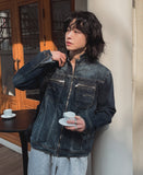 Undead China Neck Denim Jacket