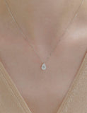 Essence 14K(W) Lab-Diamond Pear Pendant Necklace 1.0CT