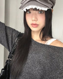 lira lace ribbon madoros hunting cap beret hat