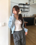 Meloni Ribbed Shirred Long Sleeve