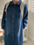 Tind Dark Blue Denim Long One Piece