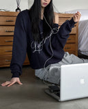 Rainy Lettering Off-Shoulder Sweatshirt