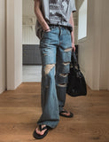 Break Damage Flare Denim Pants
