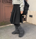 Poje Denim Pleats Brushed Midi Skirt