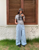 Kitten Nylon Track Banding Wide Long Pants