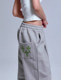 TRIPLE CROSS Embroidered Training Pintuck Wide Pants