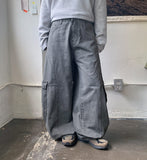 [unisex] Collet Pigment Curved Cargo Balloon Wide Pants