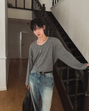 Deep Flow U-Neck Long Sleeve T-Shirt