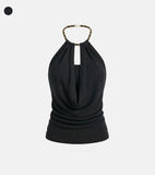 Chain Halter Drape Top