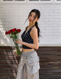Summer dot volume halter-neck sleeveless