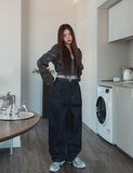 Comp Raw Pintuck Wide Denim Pants