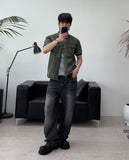 Carton linen-like washed denim pants