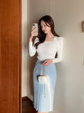 Collid Button H-Line Slit Skirt