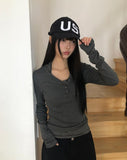 Karun Snap V-Neck Long Sleeve T-Shirt