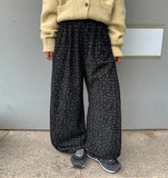 [BAONHAUS] Linfus Flower Corduroy Banding Balloon Wide Pants
