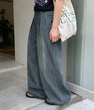 Otsui Pintuck Summer Washing Wide Denim Pants