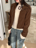 Hilan Corduroy Collar Cropped Blouson Jacket