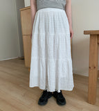 Nihato Lace Banding Tiered Long Skirt