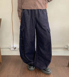 Genjid Banding Denim Cargo Balloon Wide Pants