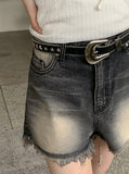 Crema Western Star One Stud Leather Belt