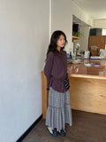 Wendell Check Frill Banding Long Skirt