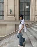 Redo Strap Blue Wide Pants