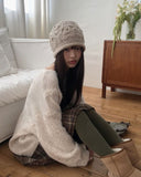 Le Sue Flower Pattern Knit Beanie